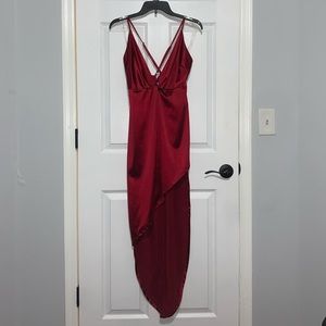 satin red dress